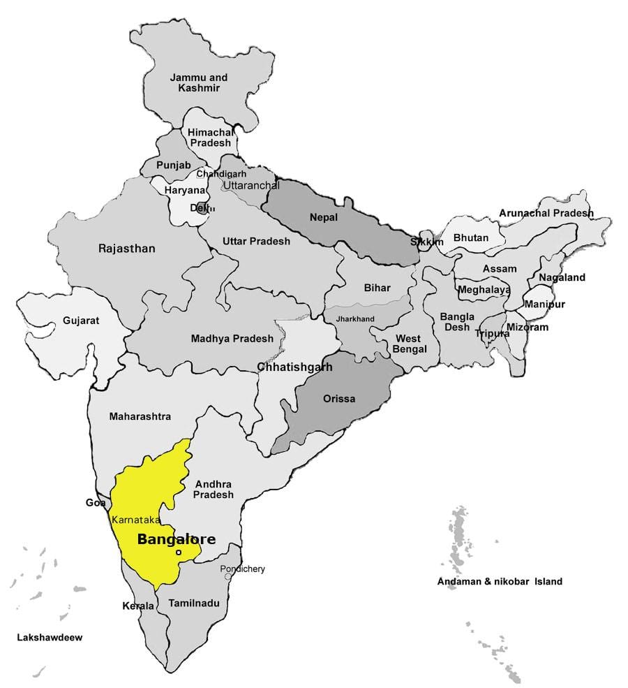 kaart van Bangalore (india)