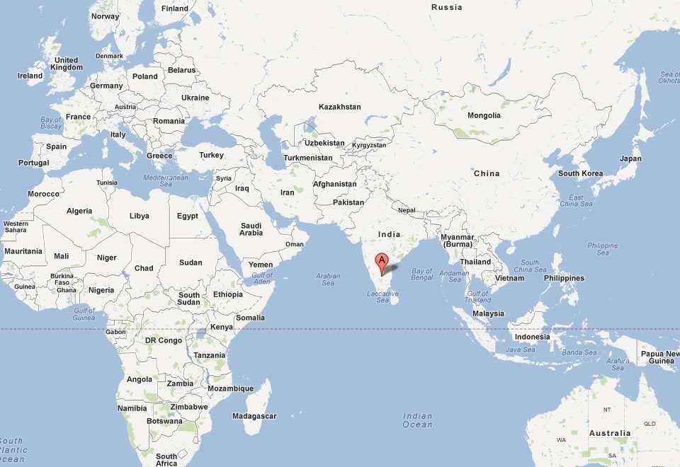 Bangalore in kaart van de wereld