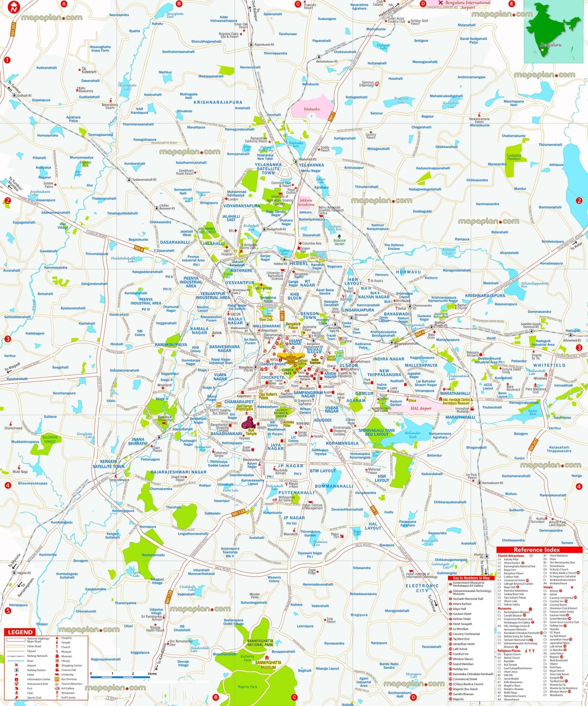 kaart van Bangalore-oosten