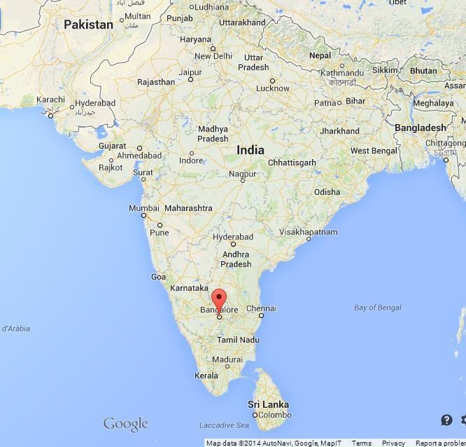 Banglore in de kaart van india