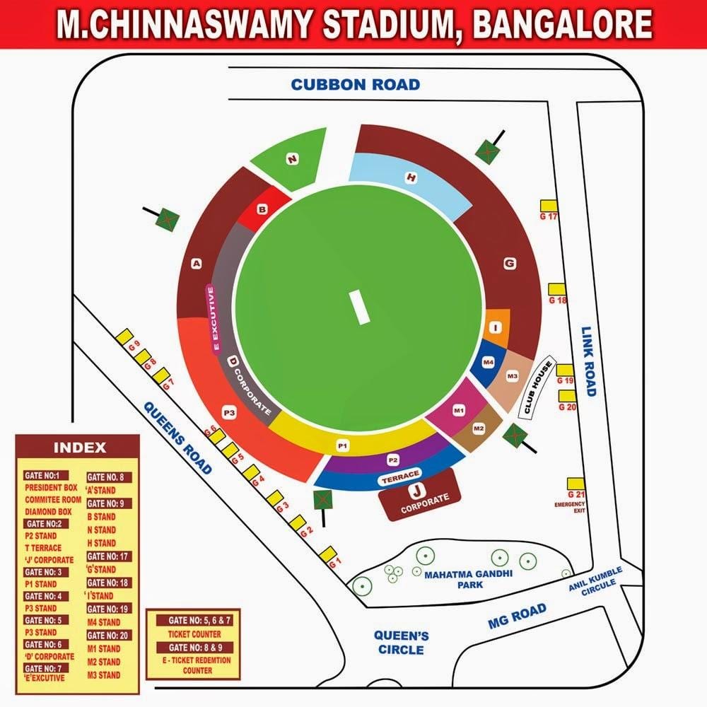 Bangalore chinnaswamy stadium kaart